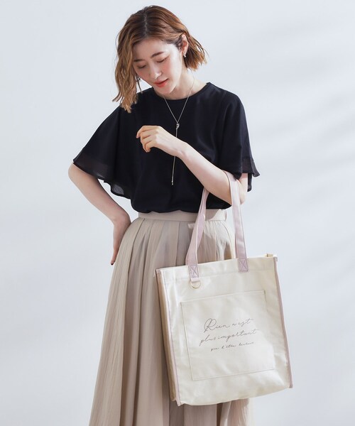 grove（グローブ）の「【A4・多機能】パイピングロゴキャンバストート（トートバッグ・レディース・ブラック/グレー系4/グレー/ブラック系4/パープル系1/ベージュ系その他7・00）」の6枚目の写真