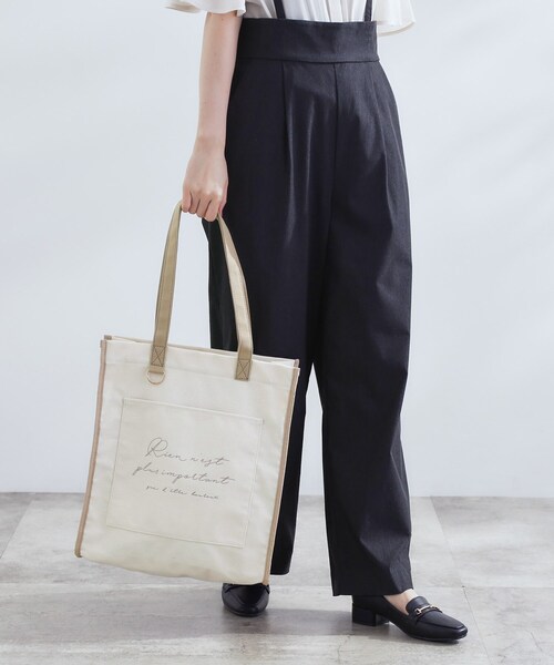 grove（グローブ）の「【A4・多機能】パイピングロゴキャンバストート（トートバッグ・レディース・ブラック/グレー系4/グレー/ブラック系4/パープル系1/ベージュ系その他7・00）」の5枚目の写真