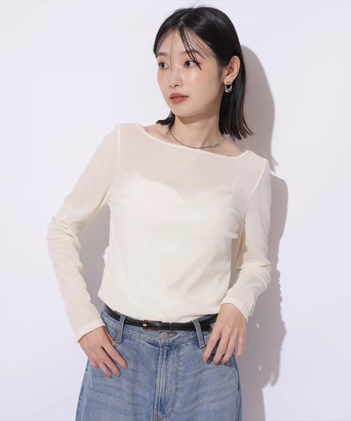 Mystrada(マイストラーダ)の「ベロアロンT(Tシャツ/カットソー・レディース・オフホワイト/ブラック/グレイッシュベージュ/ブラウン・38)」の5枚目の写真