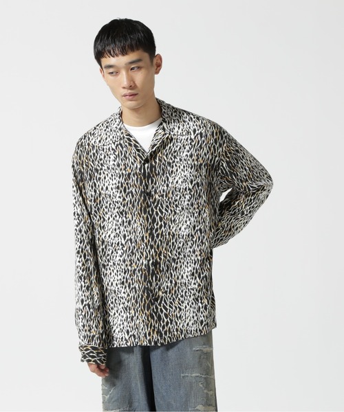 MINEDENIM アニマル柄プリントシャツ MINEDENIM（マインデニム）Leopard Open Collar SH（シャツ