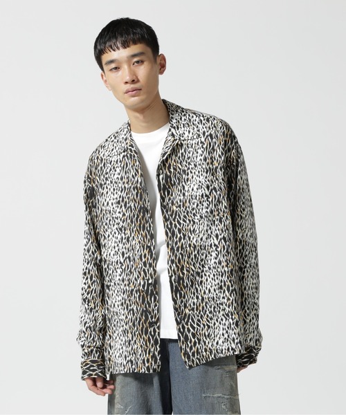 トップス MINEDENIM CDLeopardTrimmingOpen CollarSH WDS x MINEDENIM Lips Leopard Print Open Collar SH (マイン