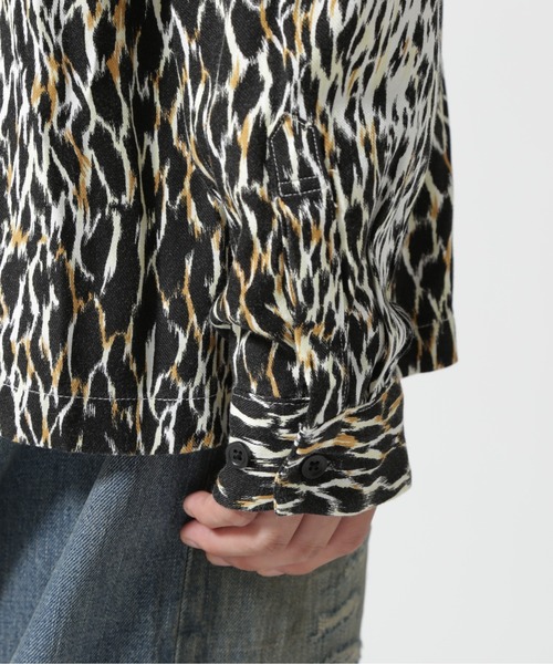MINEDENIM アニマル柄プリントシャツ MINEDENIM - ×WDS Lips Leopard Print Open Collar SH (LGR