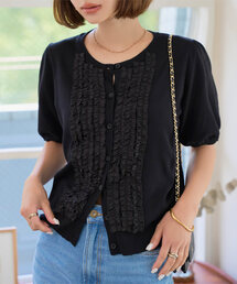 新品未使用AMICAブラック 半袖 パフスリーブ サワアラモード Sawa a la mode レディース チュニック 5分袖