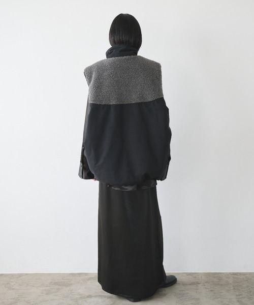 blancvertカシミヤブランベール ボア切り替えベスト blancvertカシミヤ