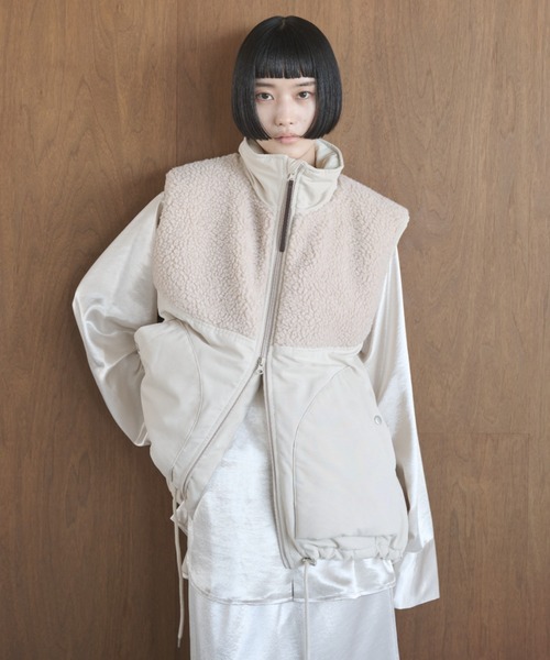 キャロウェイ ダブルジップ 中綿 切替 ボア ベスト ホワイト Lサイズ キャロウェイ ダブルジップ 中綿 切替 ボア ベスト ホワイト Lサイズ