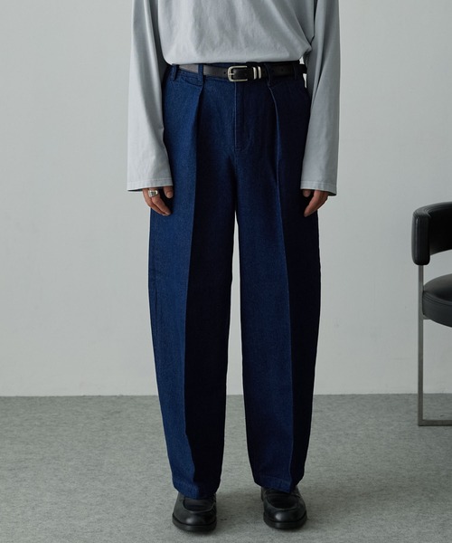 EMMA CLOTHES(エマクローズ)の「11.5oz センタークリースバレルデニムパンツ(デニムパンツ・メンズ・ブラック/グレー/インディゴブルー・S/L/M)」の3枚目の写真