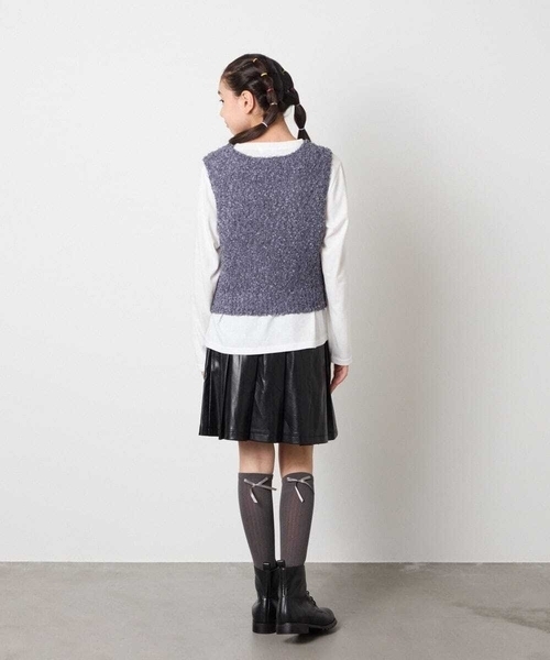 a.v.v（アーヴェヴェ）の「[KIDS]リボンハイソックス（ソックス/靴下・キッズ・ブラック/グレー・23/20）」の18枚目の写真