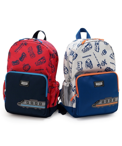 kladskap（クレードスコープ）の「電車アップリケ+総柄リュック（バックパック/リュック・キッズ・レッド/グレー・SS/S/M）」の3枚目の写真