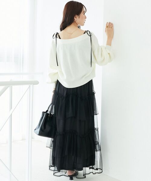 MAJESTIC LEGON(マジェスティックレゴン)の「リボンチャームボタンカーディガン(カーディガン/ボレロ・レディース・ブラック/ピンク/ブルー/アイボリー・MEDIUM)」の7枚目の写真