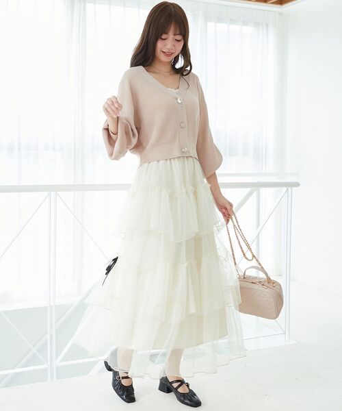 MAJESTIC LEGON(マジェスティックレゴン)の「リボンチャームボタンカーディガン(カーディガン/ボレロ・レディース・ブラック/ピンク/ブルー/アイボリー・MEDIUM)」の14枚目の写真