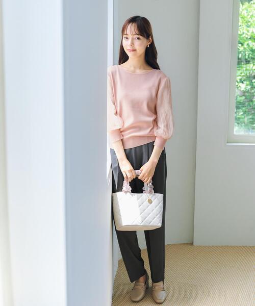 index（インデックス）の「《5色展開》マジョリカプリーツスリーブニット【洗濯機洗い可】（ニット/セーター・レディース・チャコールグレー/ダークグリーン/ベビーピンク/ブラック/ナチュラル・40/38/36/42）」の7枚目の写真