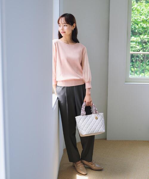 index（インデックス）の「《5色展開》マジョリカプリーツスリーブニット【洗濯機洗い可】（ニット/セーター・レディース・チャコールグレー/ダークグリーン/ベビーピンク/ブラック/ナチュラル・40/38/36/42）」の8枚目の写真