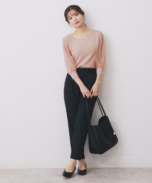 index（インデックス）の「《5色展開》マジョリカプリーツスリーブニット【洗濯機洗い可】（ニット/セーター・レディース・チャコールグレー/ダークグリーン/ベビーピンク/ブラック/ナチュラル・40/38/36/42）」の10枚目の写真