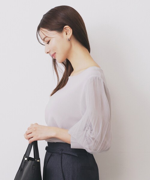 index（インデックス）の「《5色展開》マジョリカプリーツスリーブニット【洗濯機洗い可】（ニット/セーター・レディース・チャコールグレー/ダークグリーン/ベビーピンク/ブラック/ナチュラル・40/38/36/42）」の13枚目の写真