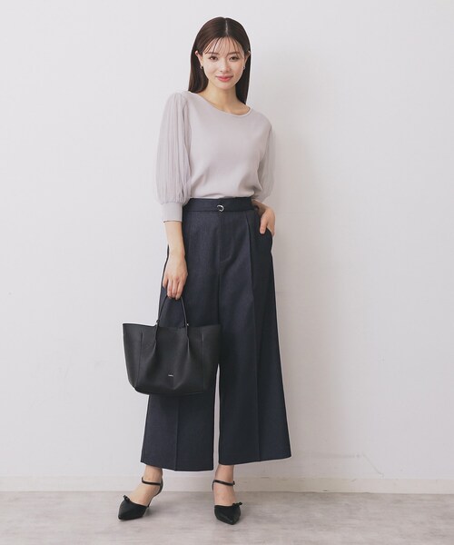 index（インデックス）の「《5色展開》マジョリカプリーツスリーブニット【洗濯機洗い可】（ニット/セーター・レディース・チャコールグレー/ダークグリーン/ベビーピンク/ブラック/ナチュラル・40/38/36/42）」の14枚目の写真