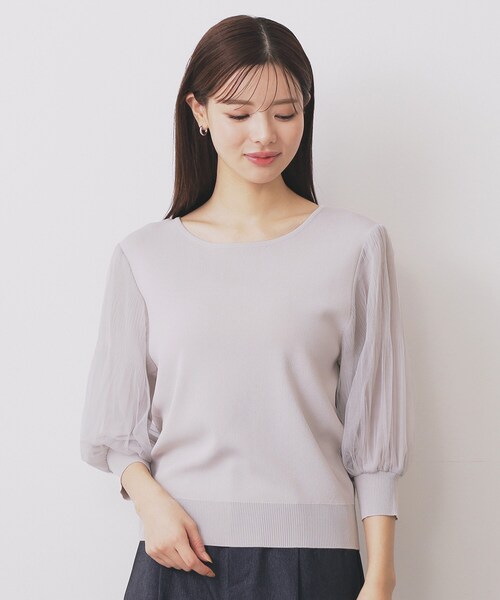 index（インデックス）の「《5色展開》マジョリカプリーツスリーブニット【洗濯機洗い可】（ニット/セーター・レディース・チャコールグレー/ダークグリーン/ベビーピンク/ブラック/ナチュラル・40/38/36/42）」の17枚目の写真