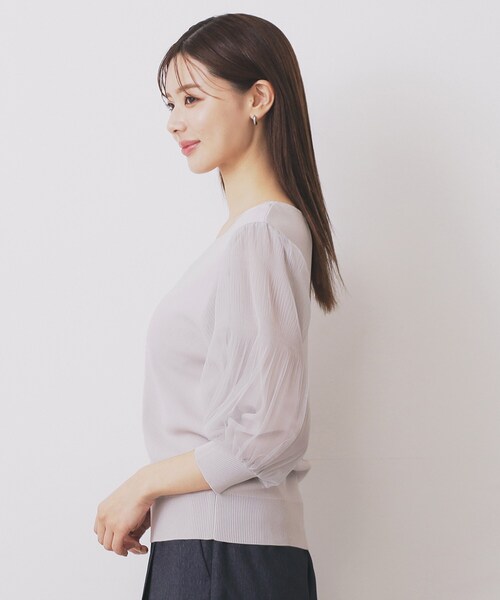 index（インデックス）の「《5色展開》マジョリカプリーツスリーブニット【洗濯機洗い可】（ニット/セーター・レディース・チャコールグレー/ダークグリーン/ベビーピンク/ブラック/ナチュラル・40/38/36/42）」の18枚目の写真