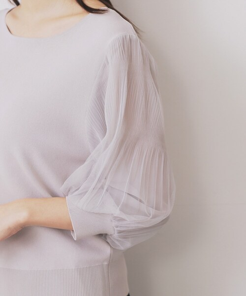 index（インデックス）の「《5色展開》マジョリカプリーツスリーブニット【洗濯機洗い可】（ニット/セーター・レディース・チャコールグレー/ダークグリーン/ベビーピンク/ブラック/ナチュラル・40/38/36/42）」の21枚目の写真