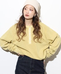JEMORGAN ヘビーウェイト天竺ピグメントヘンリーネックロンT
