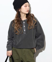 JEMORGAN ヘビーウェイト天竺ピグメントヘンリーネックロンT