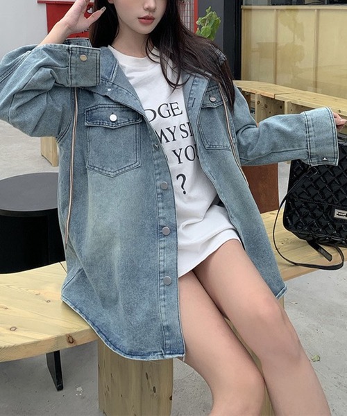 セール】デニムフード付シャツジャケット（デニムジャケット