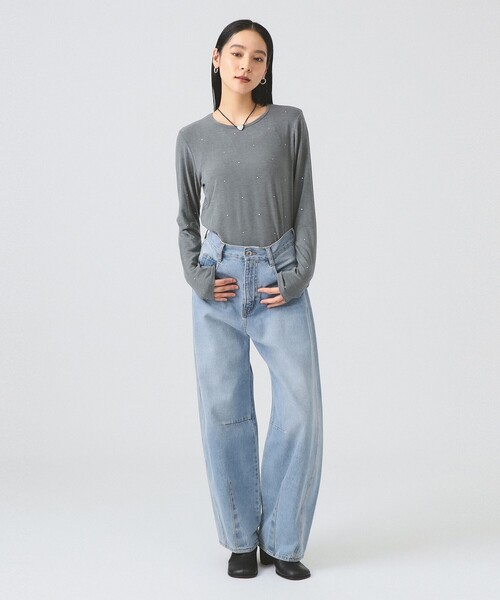 Ray BEAMS（レイビームス）の「ホットフィックス クルーネック カットソー（Tシャツ/カットソー・レディース・ブラック/シルバー・ONE SIZE）」の3枚目の写真