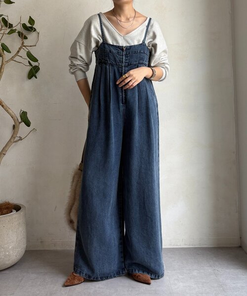 デニムビスチェサロペット（つなぎ/オールインワン）｜DouDou