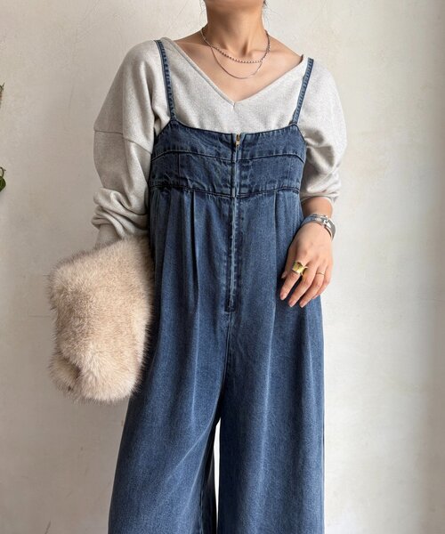 デニムビスチェサロペット（つなぎ/オールインワン）｜DouDou