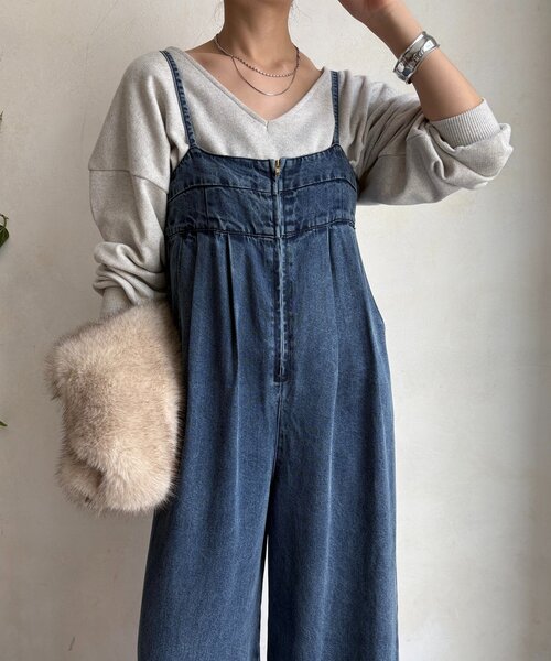 DouDou(ドゥドゥ)の「デニムビスチェサロペット(つなぎ/オールインワン・レディース・ブルー・38/36)」の15枚目の写真