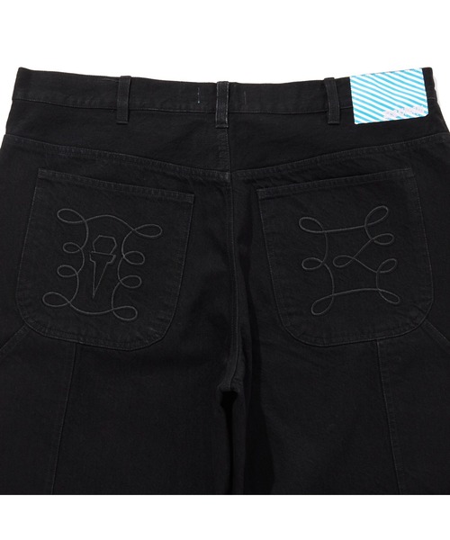 ICECREAM 34 ブラックデニム セール】APPLIQUE LOGO BUGGY DENIM PANTS（デニムパンツ）｜ICECREAM