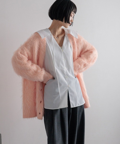 セール】シャギーロングVカーディガン 595935（カーディガン/ボレロ