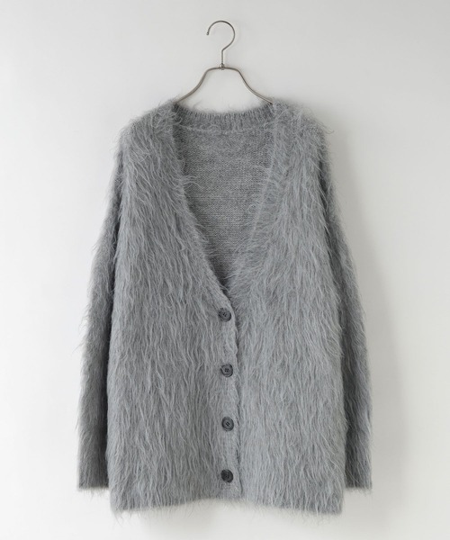 LOWRYS FARM（ローリーズファーム）の「シャギーロングＶカーディガン　595935（カーディガン/ボレロ・レディース・アイボリー/グレー/ピンク/イエロー・FREE）」の5枚目の写真