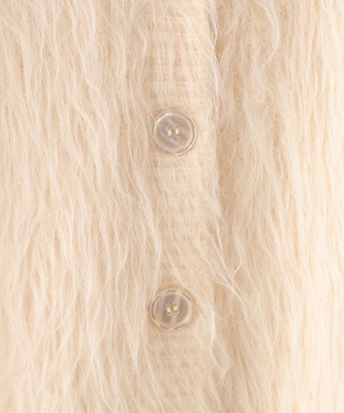 LOWRYS FARM（ローリーズファーム）の「シャギーロングＶカーディガン　595935（カーディガン/ボレロ・レディース・アイボリー/グレー/ピンク/イエロー・FREE）」の12枚目の写真