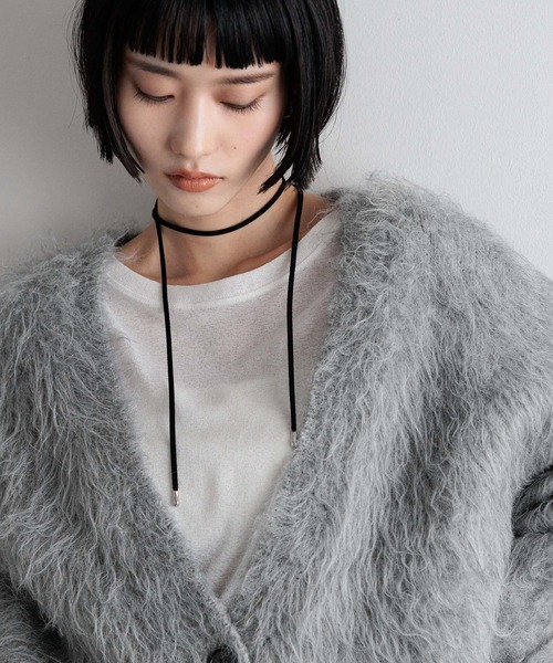 LOWRYS FARM（ローリーズファーム）の「シャギーロングＶカーディガン　595935（カーディガン/ボレロ・レディース・アイボリー/グレー/ピンク/イエロー・FREE）」の18枚目の写真