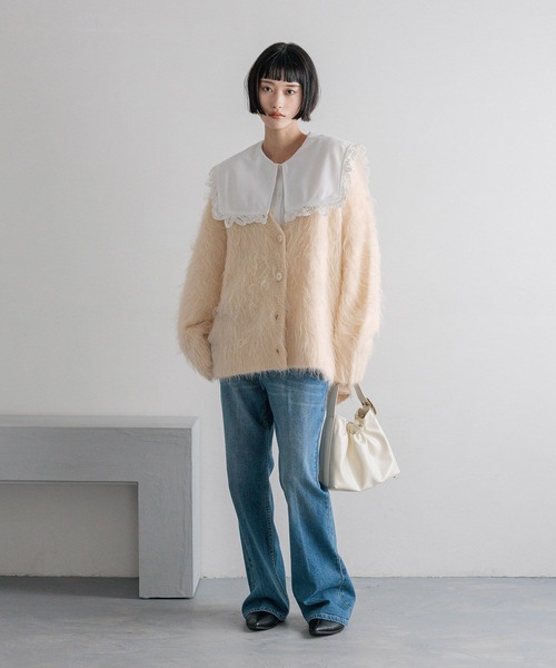 LOWRYS FARM（ローリーズファーム）の「シャギーロングＶカーディガン　595935（カーディガン/ボレロ・レディース・アイボリー/グレー/ピンク/イエロー・FREE）」の19枚目の写真