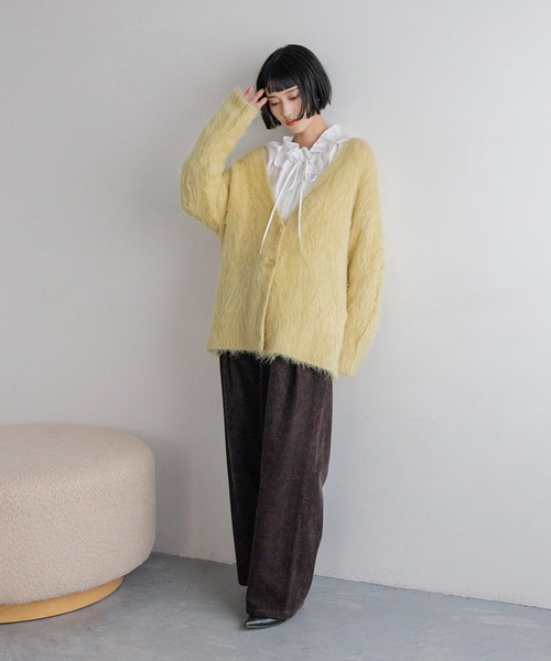 セール】シャギーロングVカーディガン 595935（カーディガン/ボレロ