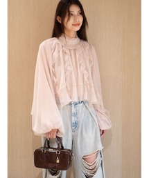 SNIDEL 刺繍入りフリル長袖ブラウス SNIDEL｜スナイデルのシャツ/ブラウス（フリル）通販 - ZOZOTOWN