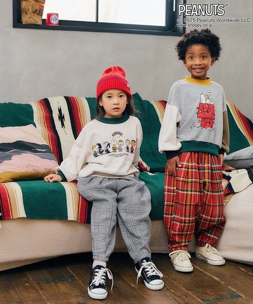 F.O.KIDS（エフオーキッズ）の「F.O.KIDS/エフオーキッズ PEANUTS レトロPOP クルーネック 4柄トレーナー ビッグシルエット（スウェット・キッズ・パープル/イエロー/レインボー/キナリ・130/140/150/160）」の10枚目の写真