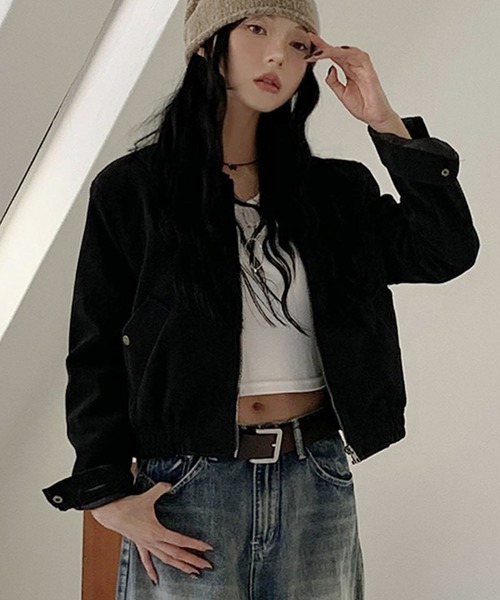 LAFFMO（ラフモ）の「ジップアップショートジャケット（その他アウター・レディース・ブラック/ブラウン・S/M）」の2枚目の写真