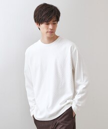 THE SHOP TK （ザ ショップ ティーケー ）の「リンクスジャカード長袖Tシャツ【サスティナブル素材使用/洗濯機OK】（Tシャツ/カットソー）」