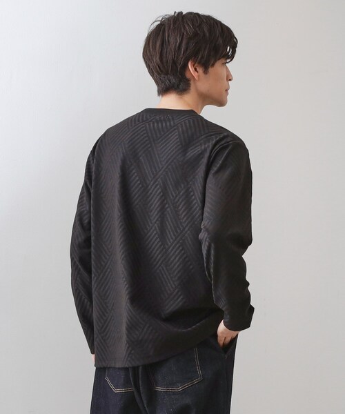 THE SHOP TK （ザ ショップ ティーケー ）の「リンクスジャカード長袖Tシャツ【サスティナブル素材使用/洗濯機OK】（Tシャツ/カットソー・メンズ・オフホワイト/ライトグレー/ブラック・03/02/01/04）」の20枚目の写真