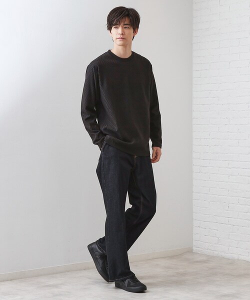 THE SHOP TK （ザ ショップ ティーケー ）の「リンクスジャカード長袖Tシャツ【サスティナブル素材使用/洗濯機OK】（Tシャツ/カットソー・メンズ・オフホワイト/ライトグレー/ブラック・03/02/01/04）」の21枚目の写真