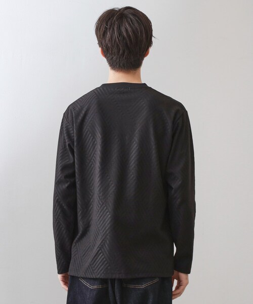 THE SHOP TK （ザ ショップ ティーケー ）の「リンクスジャカード長袖Tシャツ【サスティナブル素材使用/洗濯機OK】（Tシャツ/カットソー・メンズ・オフホワイト/ライトグレー/ブラック・03/02/01/04）」の13枚目の写真