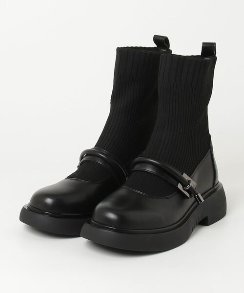 Sugar Sugar(シュガーシュガー)の「SUGARSUGAR/厚底リブニットミドルブーツ(ブーツ・レディース・ブラック/ブラウン/ベージュ・LL/L/M/S)」の3枚目の写真