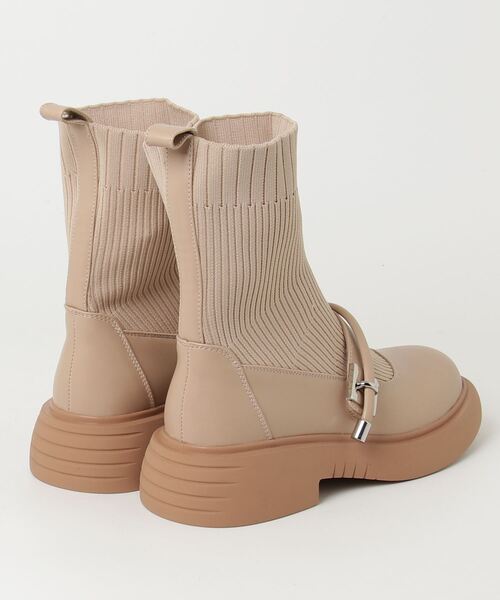Sugar Sugar(シュガーシュガー)の「SUGARSUGAR/厚底リブニットミドルブーツ(ブーツ・レディース・ブラック/ブラウン/ベージュ・LL/L/M/S)」の4枚目の写真