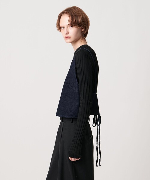 AEWEN MATOPH（イウエン マトフ）の「＜AEWEN MATOPH＞デニムレースアップキャミソール（シャツ/ブラウス・レディース・ネイビー・FREE）」の7枚目の写真