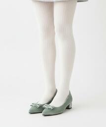 ラメベルベットダブルリボンパンプス