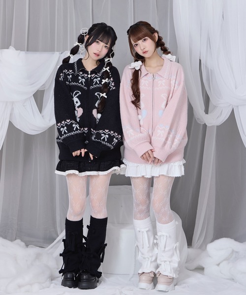 Honey Cinnamon（ハニーシナモン）の「フルジップうさぎカウチンニット