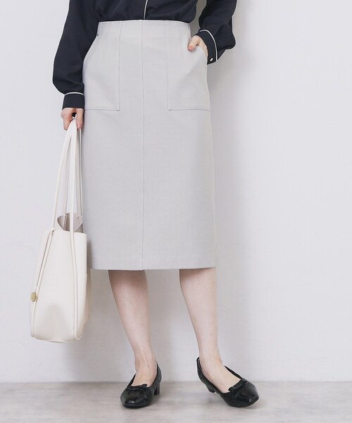 index（インデックス）の「ストレッチタイトスカート【洗濯機OK/防シワ/抗ピル】《S～3L》（スカート・レディース・サックスブルー/ナチュラル/チャコールグレー・36/44/42/40/38）」の3枚目の写真