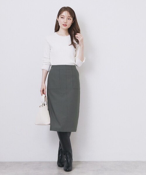 index（インデックス）の「ストレッチタイトスカート【洗濯機OK/防シワ/抗ピル】《S～3L》（スカート・レディース・サックスブルー/ナチュラル/チャコールグレー・36/44/42/40/38）」の5枚目の写真